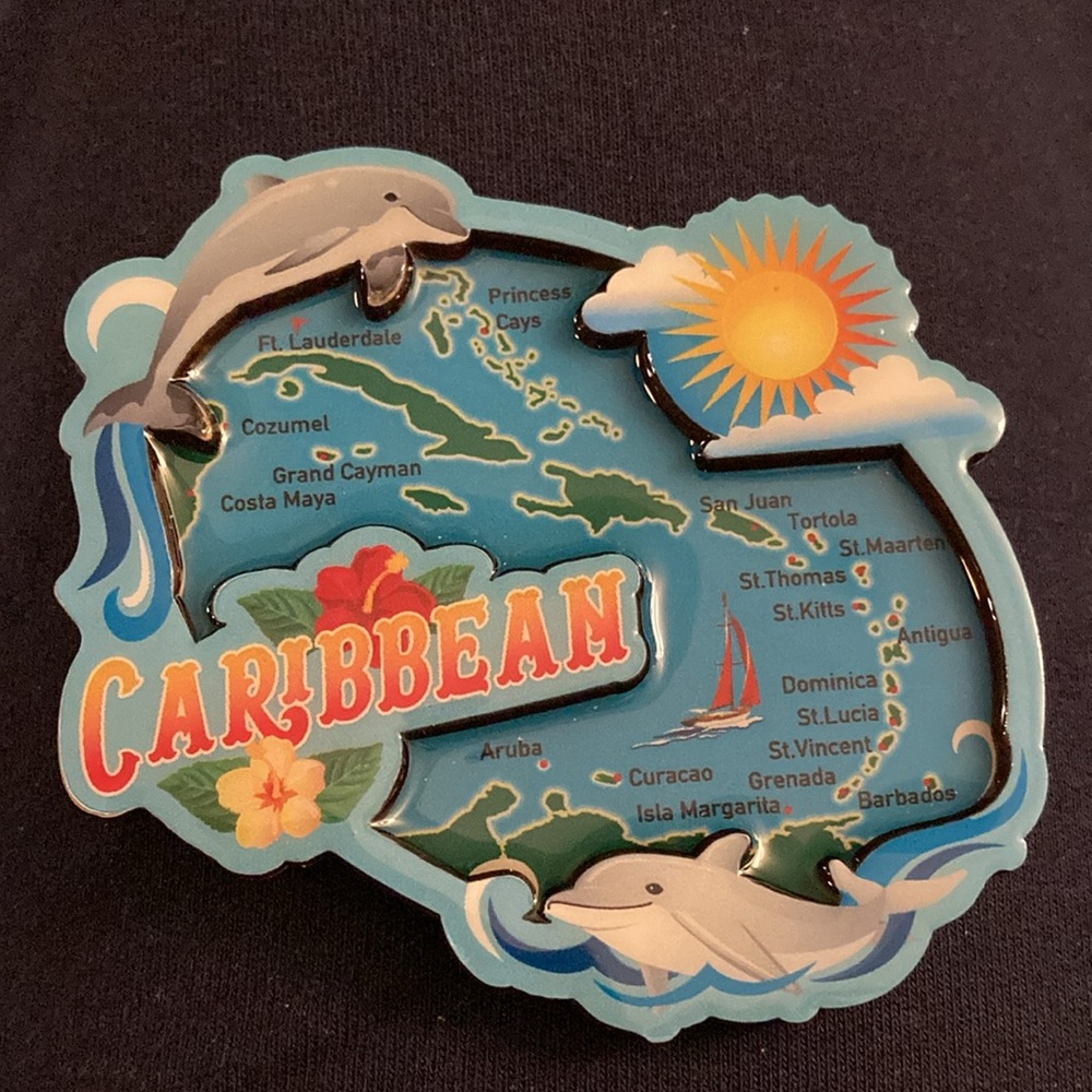 NWOT - Caribbean Island Map Souvenir Magnet